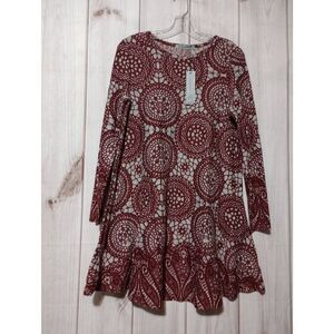 Arianna Dress Ladies Small‎ Maroon Gray Sweater Long Sleeve